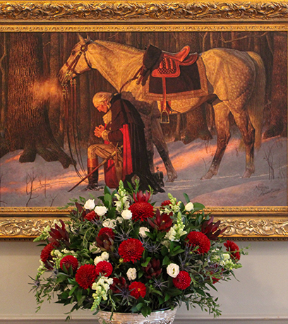 George Washington agenouillé en train de prier