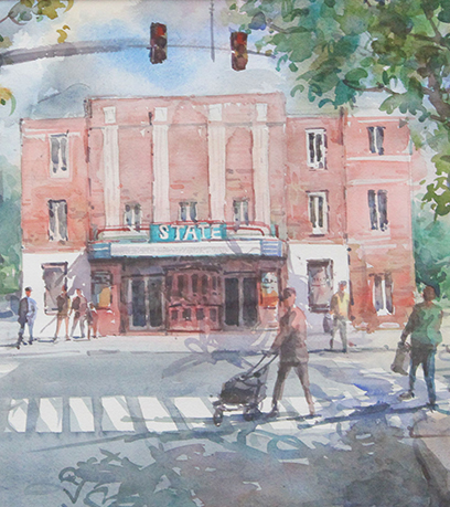 une aquarelle du théâtre national.
